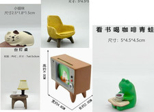 Miniature Frog Figurines, Resin Frog Figure with Small Sofa, Garden Statues C...