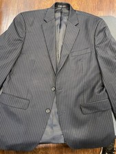 Lauren Ralph Lauren 42R Black Pinstripe 100 Wool Suit 36x31 Classic Fit