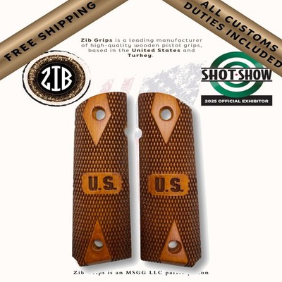 ZIB Griffe US Double Diamond Yellow Beech 1911 Government Commander Holzgriffe