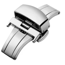 Replacement Push Button Butterfly Deployment Clasp with Buckle for Leather