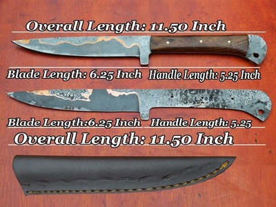 Set of 2 handmade forged Copper Damascus steel Blank Blade,knife W Wood Handle