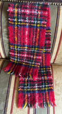 Vintage Murray Brothers Tartan Plaid Wool Fringe Trim Scarf Scotland 42" 8"