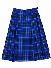 Vintage Pendleton Bright Blue Plaid Wool Pleated Kilt Midi Long Skirt 10
