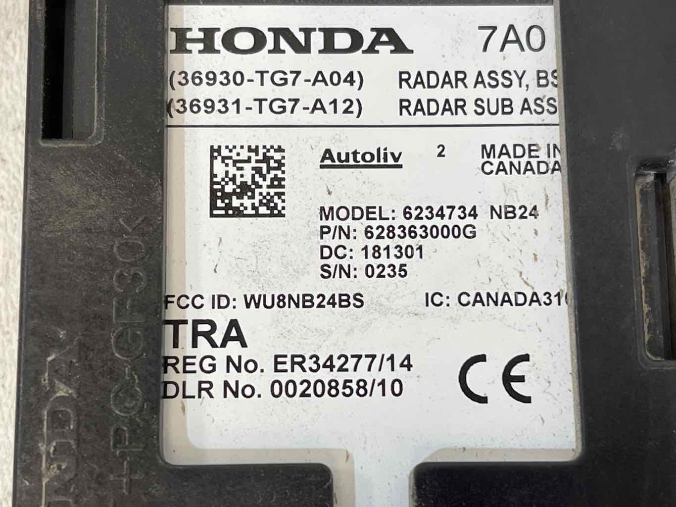 FITS 2016 - 2019 HONDA PILOT Blind Spot Module Right Quarter Mounted OEM
