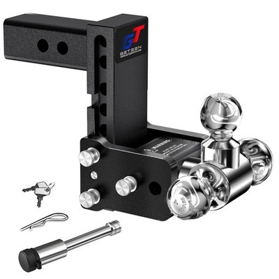 Geteen Trailer Hitches, Adjustable Hitch Ball 5''Drop-Tri Ball, Black 