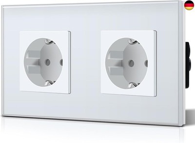 BSEED Schuko Steckdose 2 Fach EU-Standard DoppelsteckdoseWandsteckdose Kristall