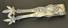 Antique Wallace Violet Sterling Silver Art Nouveau Sugar Tongs 3-1/4" NO Mono Antique Wallace Violet Sterling Silver Art Nouveau Sugar Tongs 3-1/4" NO Mono - Image 1