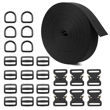 Nylon Strap 1 Inch Webbing With Buckles, Tri-Glide Slide, D Rings  Heavy Dut...