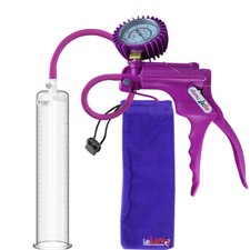 LeLuv JacVac Penis Pump, Round Flange Cylinders, Blue/Orange Swivel Gauge Handle