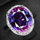 Invaluable Blue Purple Sapphire Oval 9.60Ct 925 Sterling Silver White Gold Rings