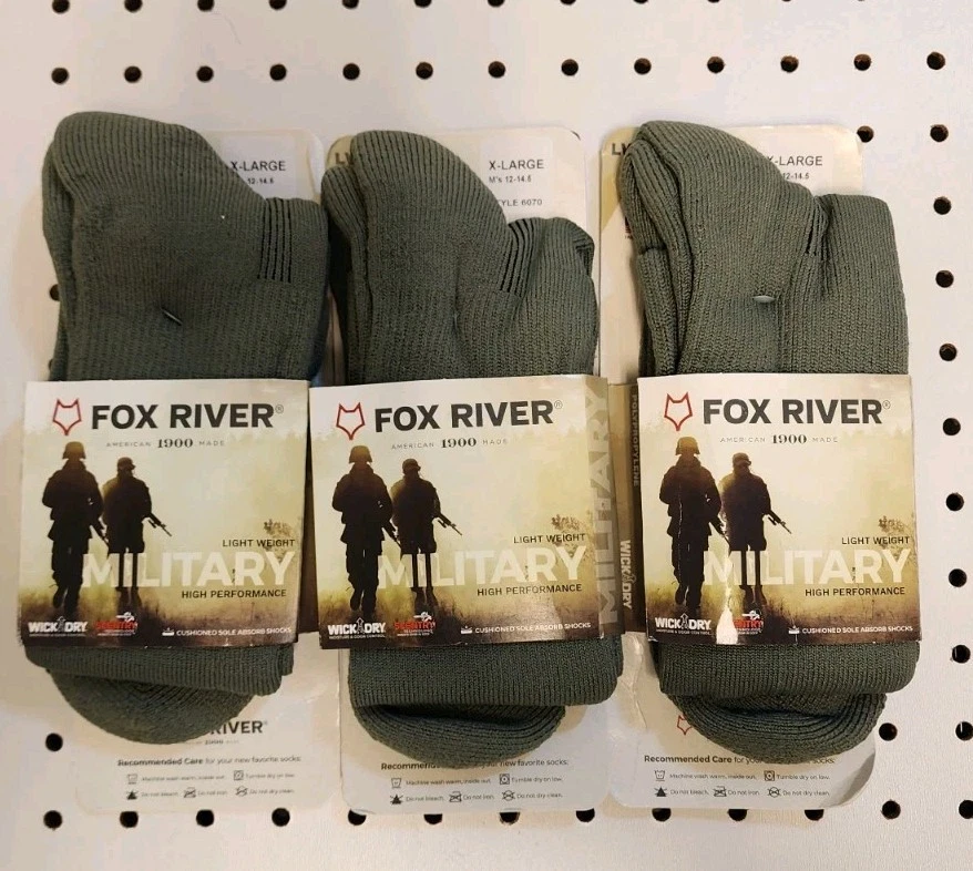 Fox River Military Tactical Boot Perf Socks 3 Pack XL Big & Tall Green Wick Dry