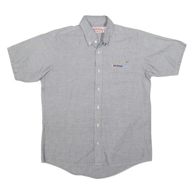 RED KAP Herren Workhemd Grau Blau M Kurzarm Button-Down Baumwollmix
