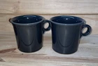 2 FIESTA Mugs Slate Gray O Ring Handle Cups USA Dark Charcoal Grey HLC EUC
