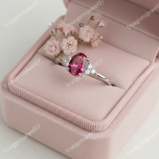 Oval Red Ruby Ring 925 Sterling Silver Lab Created Wedding Anniversary Gift Her