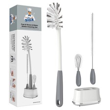 MR.SIGA Water Bottle Brush Cleaning Set w/ Storage Holder for Bottles, Straws