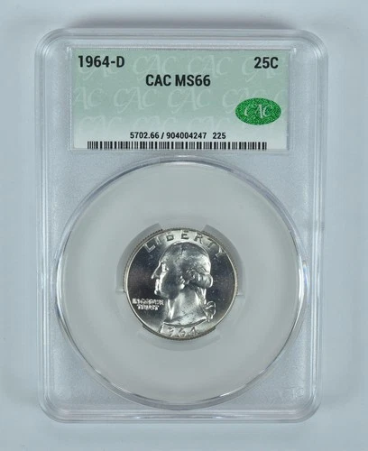 1964-D Washington Quarter MS66 CAC CACg
