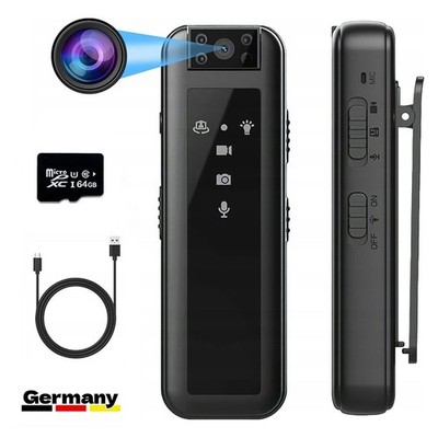 Mini Bodycam 180° Drehbares Überwachungskamera 1080p HD Tragbare Körperkamera
