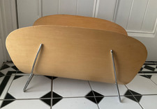 RARE FIND Superb MCM Moulded Birch Plywood & Chrome Steel Wire Magazine Holder
