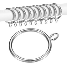10-Pack Curtain Ring with Eyelet 1.5 Inch ID Fits Up to 1/2 Inch Rod [Silver ]