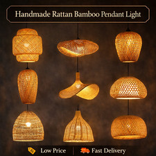 Handmade Rattan Bamboo Pendant Light Shade Boho Nordic Hanging Ceiling Lampshade