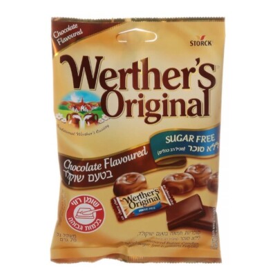 7x Storck Werther s Original Butter Candies, Sugar Free, Chocolate Flavor, 70g
