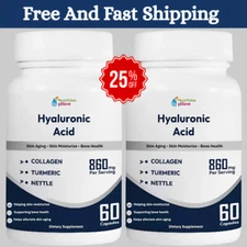 2 Pack Hyaluronic Acid Supplement Collagen Turmeric 60 Capsules 860mg each - USA