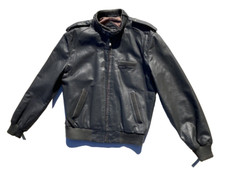 Gray Members Only Leather Cafe Racer Jacket Mens 42 Vintage 1980s