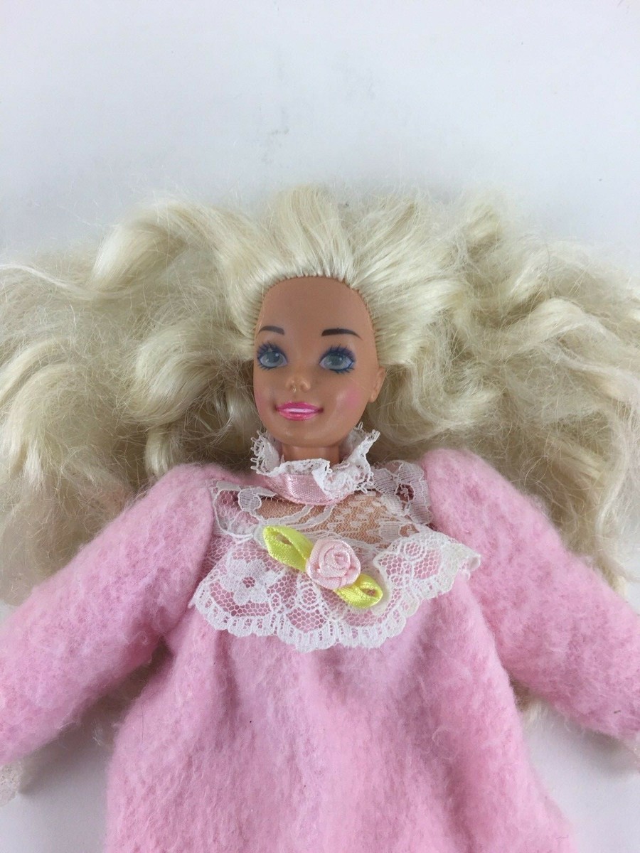 Mattel 1993 Bedtime Barbie Soft Body Plush Doll Sleep Pink