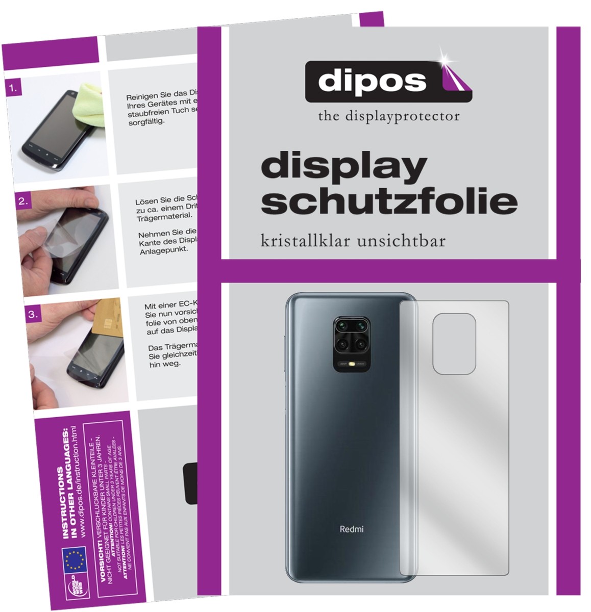 DIPOS - 6x Pellicola Protettiva Compatibile Con Xiaomredmnote 9s Pellicola Dprotezione Cristallo 3x Anteriore 3x Posteriore 4051837513474