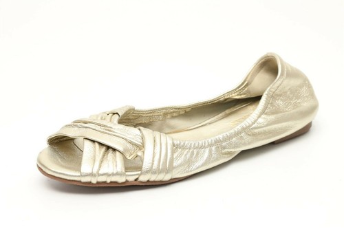 Womens COLE HAAN light gold leather open toe flats sz. 5 NEW! $150