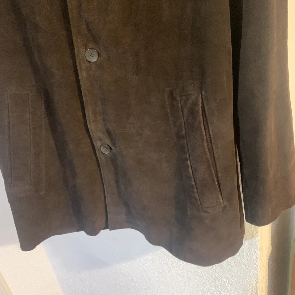 Chaqueta de Cuero Cole Haan Hombre Talla L Gamuza Marrón Cuero Abrigo Chaqueta Foto 3 de 4
