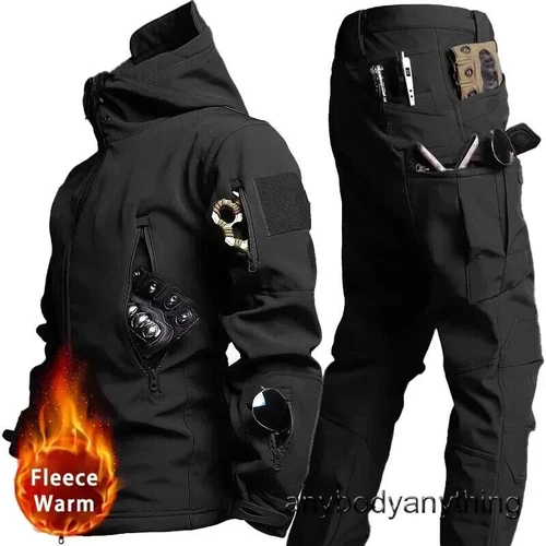 Nuovo set impermeabile per uomo giacca invernale con cappuccio + pantaloni set 2 pezzi - Foto 4 di 42