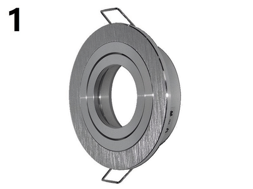 Einbaurahmen rund gebürstet Aluminium Einbaustrahler, Einbauspots, schwenkbar - Picture 2 of 6