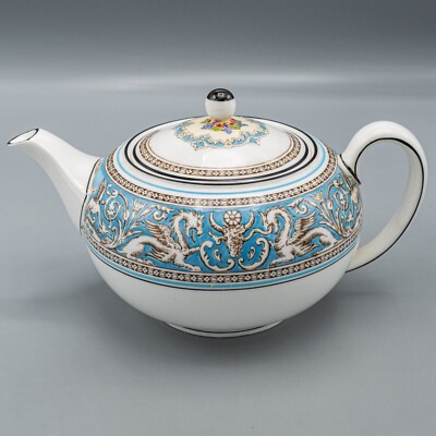 Wedgwood Florentine Turquoise Blue Teapot and Lid - FREE USA 