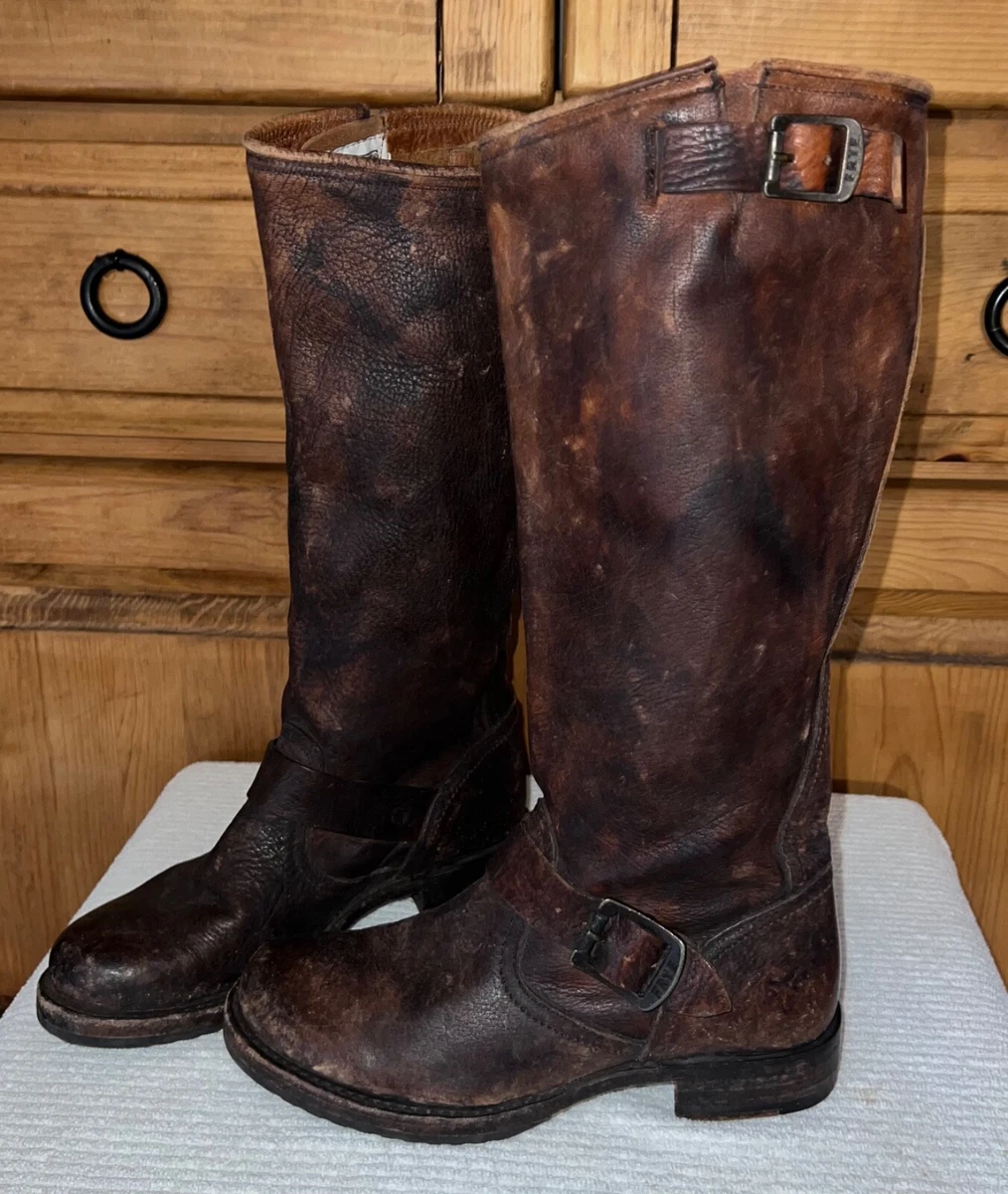 FRYE Tall Distressed Riding Harness Boots F973 Size 6 eBay