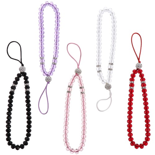 5 Pcs Phone Lanyard Chains Mobile Decorative Cute Strap Rope Short Crystal