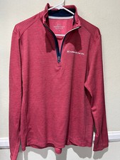 Vineyard Vines Performance Coral 1/4 Zip Long Sleeve Pullover CARMEL - Men's M