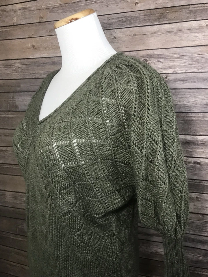 Vestido Suéter Victoria’s Secret Moda Intl Lana Verde Oliva Manga Abullonada Talla XS Foto 4 de 4