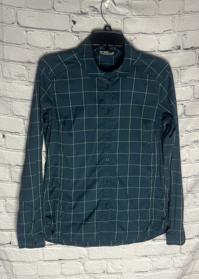 Arc'teryx Camicia Donna Riel LS Manica Lunga Escursionismo Verde Check Taglia S