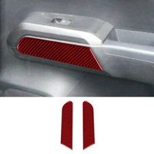 For Toyota Tacoma Double Cab 2016-22 Red Carbon Fiber Rear Door Panel Cover Trim