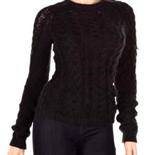 POLO RALPH LAUREN Black Cable-Knit Crew Neck Pullover Sweater Sz. L 198
