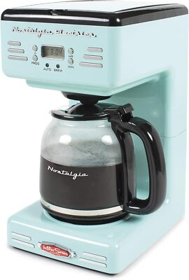 Nostalgia Retro 12-Cup Programmable Coffee Maker with LED Display, Aqua Green