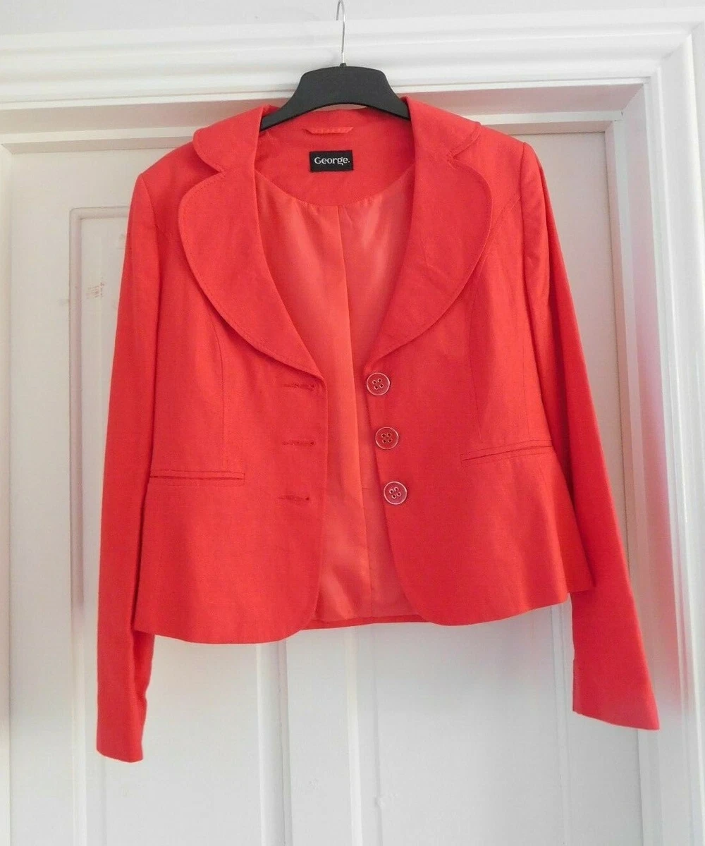 LADIES George Asda Red Jacket Size 12 Sleeves 3 Buttons Suit Womens