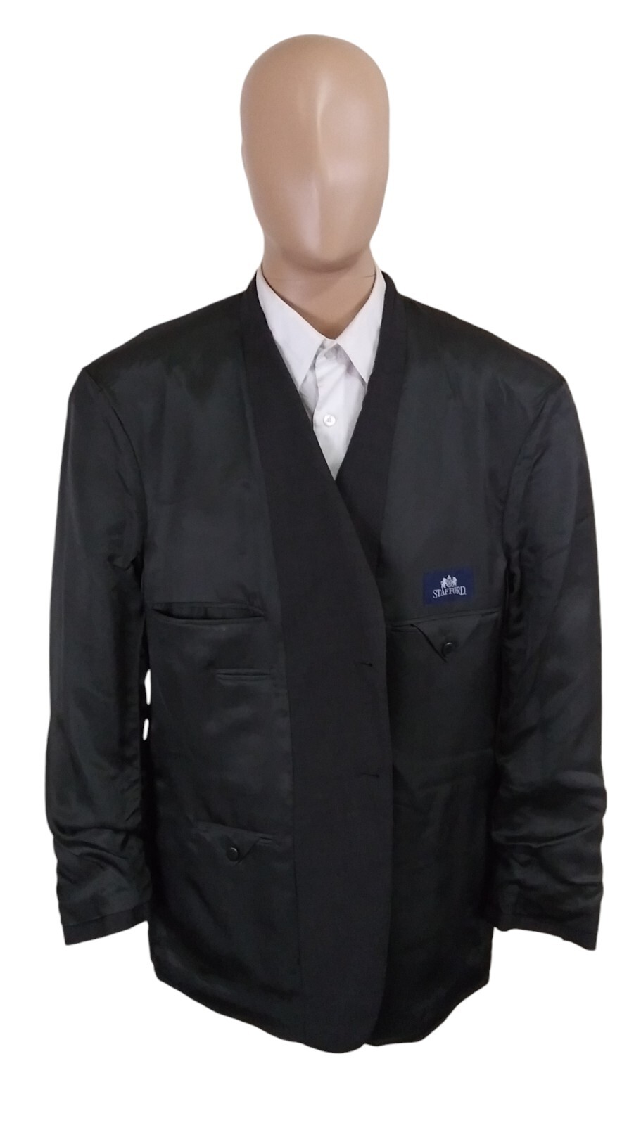 NEW Stafford Metal Button Solid Gray Hopsack Wool… - image 6