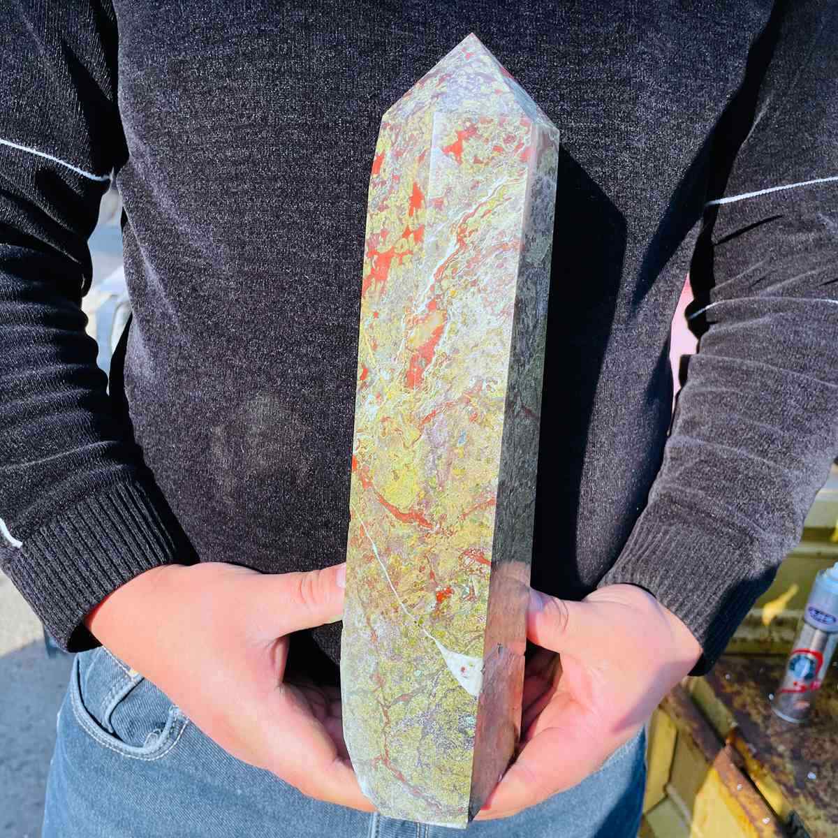 9.17LB Natural Dragon Blood Stone Quartz Obelisk Crystal Energy Tower