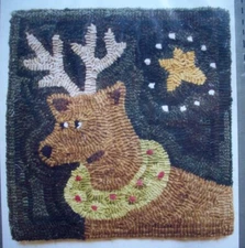 Christmas Reindeer hooked rug craft pattern Heart to Hand