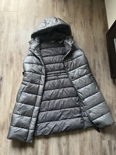 RICK CARDONA warme STEPPWESTE 42 KAPUZE Silbergrau Glanz HERBST WINTER leicht