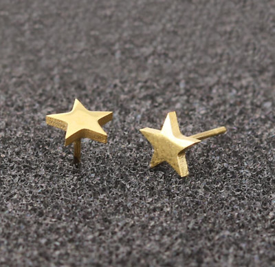 Unisex Punk Titanium Tiny Star Gold Stud Earrings