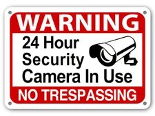 Warning 24 Hour Surveillance Signs Home Security  Signs No Trespassing cctv sign
