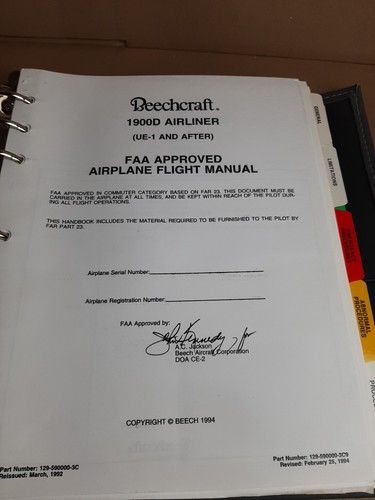 Beechcraft 1900D Airliner UE-1 and After FAA Approved Airplane Flight Manual - Picture 9 of 14